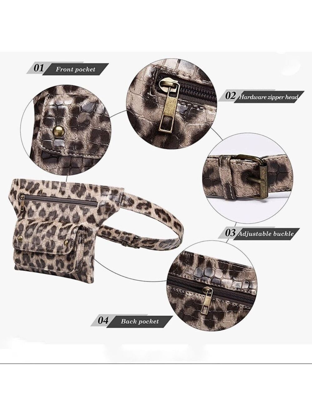 NEW-Leopard Pattern, Fanny Pack, HipBag, Fashion Waist Pack, Adjustable Belt - Picture 2 of 6